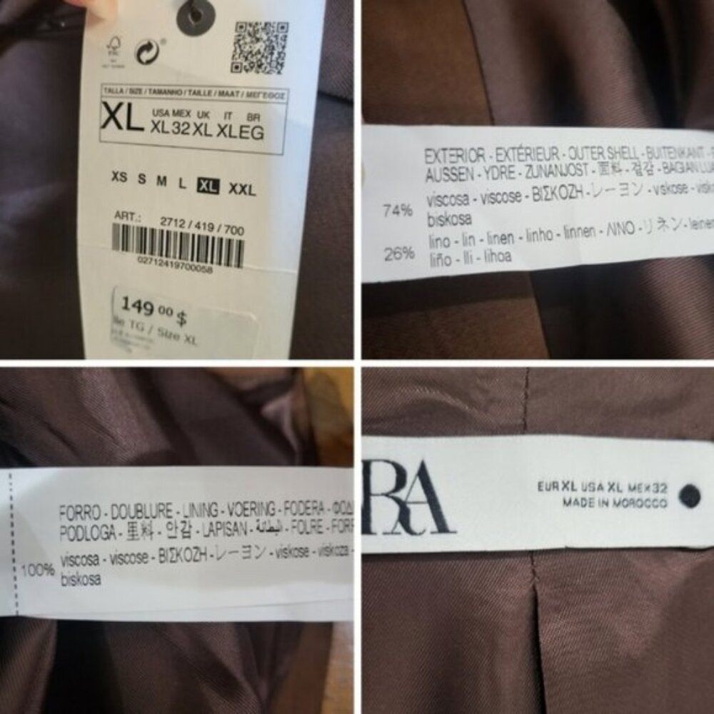 NWT Zara Satin Effect Women's Straight Oversized Flowy Blazer Size XL 90s Chic - Picture 12 of 12